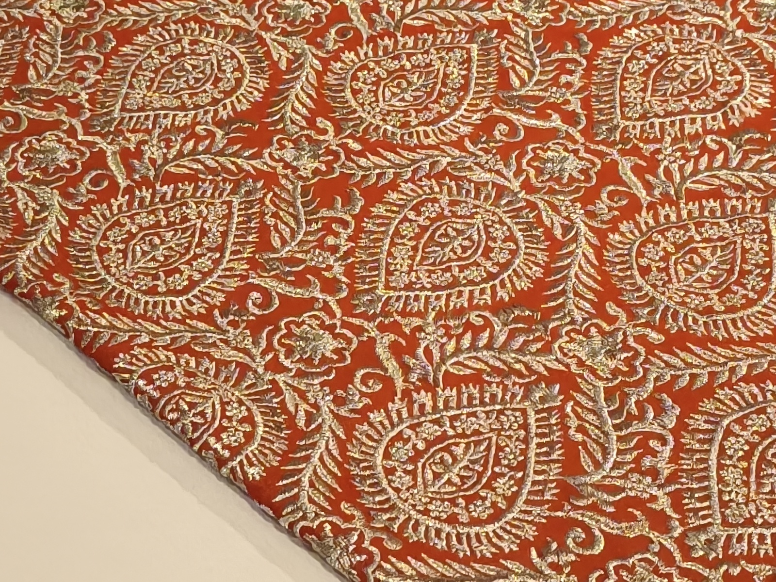 Georgette Bordado Lanza Rojo Anaranjado